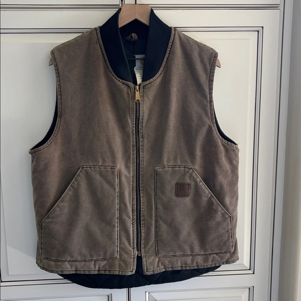 Vintage Carhartt Vest VO2 CHT Quilted Liner Union Made USA Work Wear Men's Large